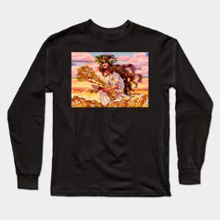 Abstract woman in the wheat field Long Sleeve T-Shirt